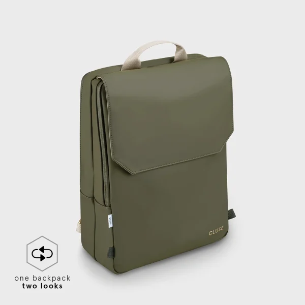 Cluse Le Reversible Dark Green Moss & Cream Backpack